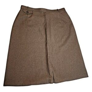 St Michael Skirt Size 16 Brown Wool Blend Midi Knee Length UK Made Classic VTG
